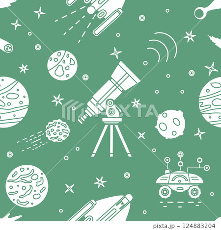 Space Pattern Telescope Planets Shuttle Galaxy Space Pattern Telescope Planets Shuttle Galaxy 124883204