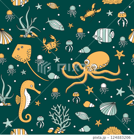 Pattern Underwater Seabed Ocean Sea Marine habitat 124883206
