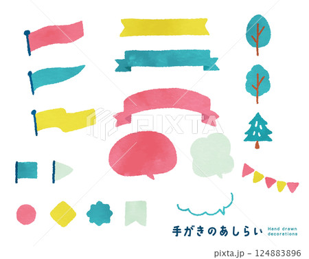 手がきのあしらいセット 春夏カラー 124883896