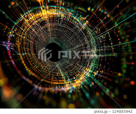 ブラックホールをイメージしたジオメトリック背景 124883942