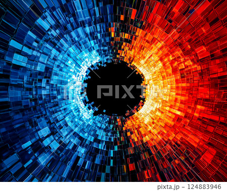 ブラックホールをイメージしたジオメトリック背景 ブロック ブラックホールをイメージしたジオメトリック背景 ブロック 124883946