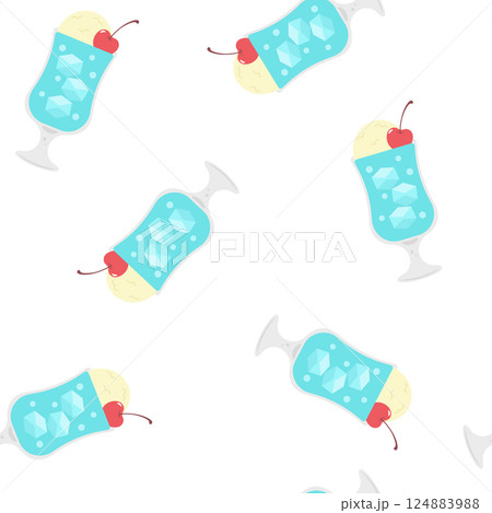 クリームソーダのシームレスパターン 124883988