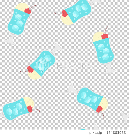 クリームソーダのシームレスパターン 124883988