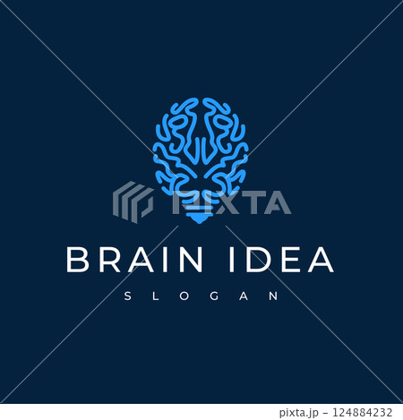 Modern Vector Logo Light Bulb and Brain Symbol of Smart Technology and Innovation Modern Vector Logo Light Bulb and Brain Symbol of Smart Technology and Innovation 124884232