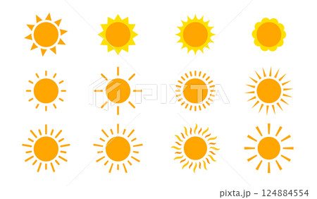 シンプルな太陽のイラスト アイコンセット シンプルな太陽のイラスト アイコンセット 124884554