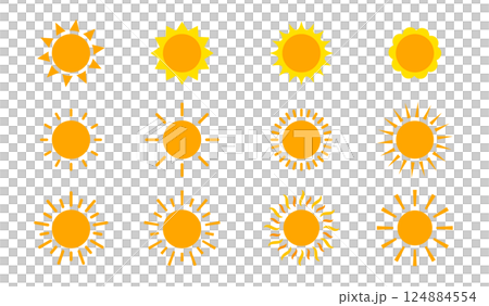 シンプルな太陽のイラスト アイコンセット シンプルな太陽のイラスト アイコンセット 124884554