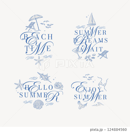 Summer mood letterings collection blue 124884560