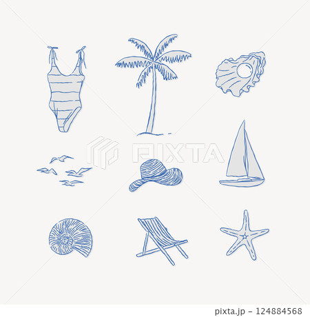 Summer beach relax icons collection blue 124884568