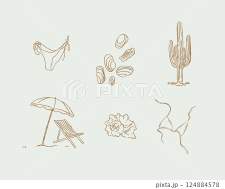 Summer vacation icons collection turquoise 124884578