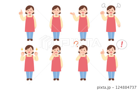 エプロンを付けた女性のイラストセット 124884737