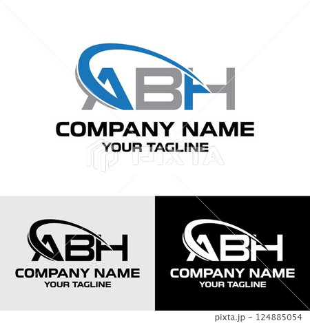 Initial ABH letter modern typography logo design template	 124885054