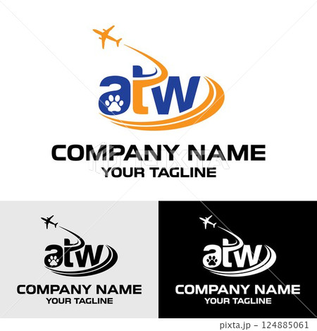 Initial ATW letter animal transportation vector logo design template	 124885061