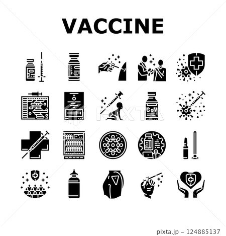 vaccine immunization syringe icons set vector vaccine immunization syringe icons set vector 124885137