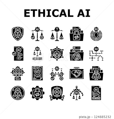 ethical ai bias transparency icons set vector ethical ai bias transparency icons set vector 124885232