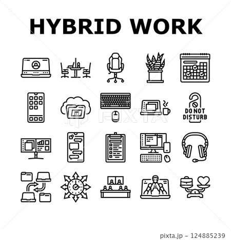 hybrid work model remote icons set vector 124885239