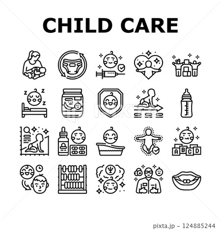 child care nurse pediatric icons set vector child care nurse pediatric icons set vector 124885244