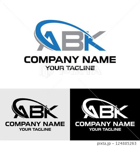 Initial ABK letter modern typography logo design template Initial ABK letter modern typography logo design template 124885263