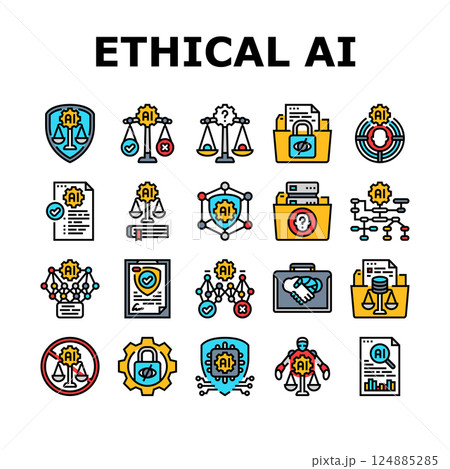 ethical ai bias transparency icons set vector 124885285
