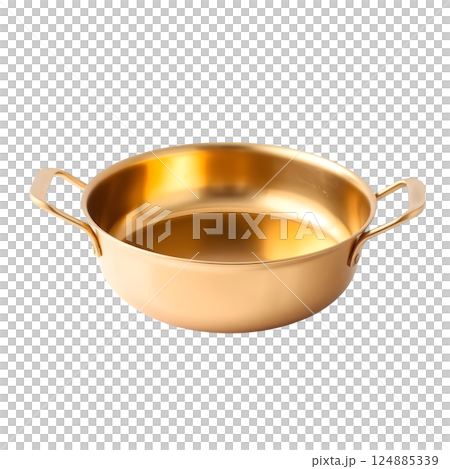 Gold metal bowl isolated on a transparent background 124885339