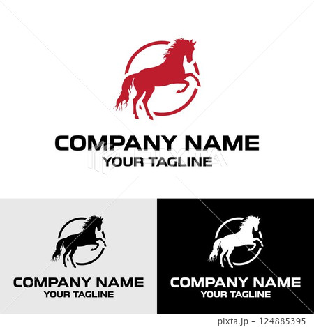 Abstract Modern Horse Vector Logo Design Template	 Abstract Modern Horse Vector Logo Design Template	 124885395