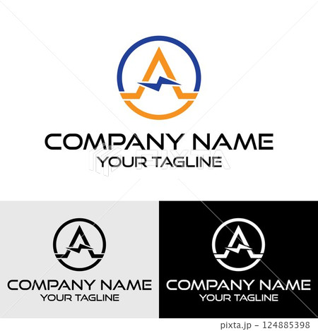 Initial A letter minimal electric vector logo design template	 124885398