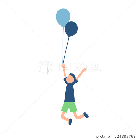 風船で浮く男性のイラスト 風船で浮く男性のイラスト 124885768