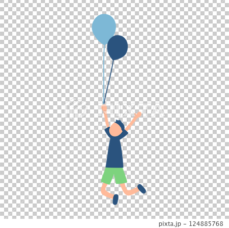 風船で浮く男性のイラスト 風船で浮く男性のイラスト 124885768