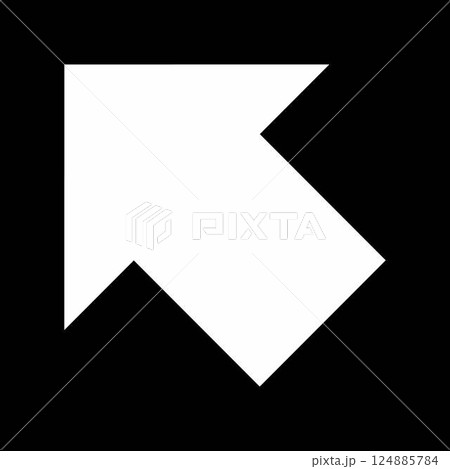 シンプルな左上向きの白矢印 黒背景 シンプルな左上向きの白矢印 黒背景 124885784