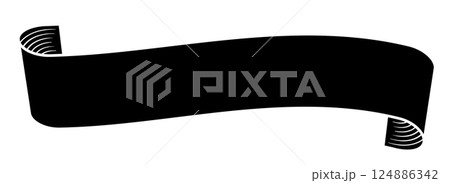 ビンテージのリボンベクターイラスト。アンティークなアールデコ風のスクロールリボンフレーム。 124886342