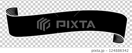 ビンテージのリボンベクターイラスト。アンティークなアールデコ風のスクロールリボンフレーム。 124886342