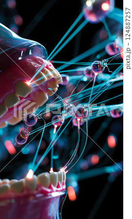 Dental nanorobots performing delicate microsurgery on gum tissue, removing diseased cells 124887257