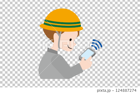 Construction DX illustration smartphone 124887274