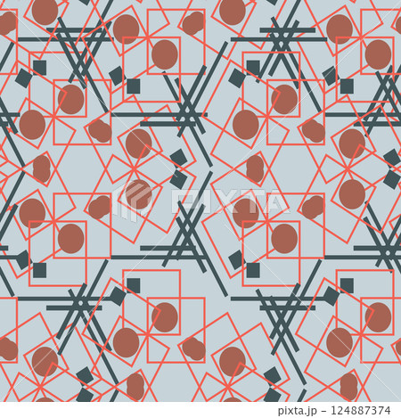 Textile motif seamless pattern. Abstract line shape geometric motif basic pattern continuous background. Man shirt all over print block.  124887374