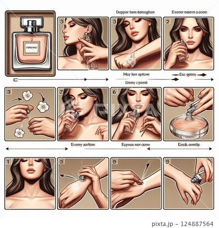 香水の付け方！女性版イラストで説明 124887564