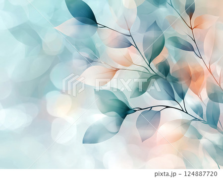 Soft pastel leaves on a blurred bokeh background 124887720