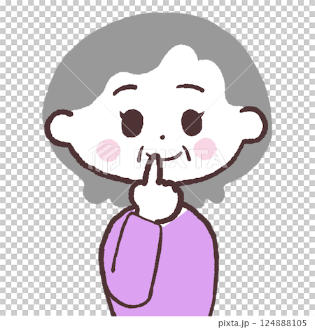 お静かにシニア女性イラスト 124888105