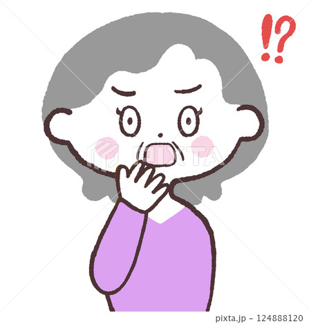 ハッとするシニア女性イラスト 124888120