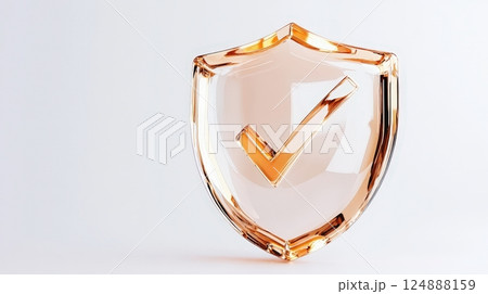 Golden 3D Shield Emblem Symbol of and Achievement 124888159