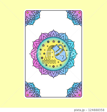 Card with Aquarius zodiac sign 124888358