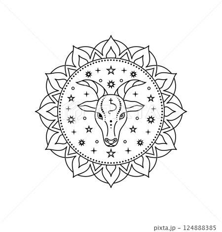 Capricorn zodiac style in line art style Capricorn zodiac style in line art style 124888385