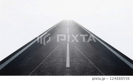 road isolated, Asphalt road isolated in pure, Straight highway of road lane for transportation or logistics, Empty asphalt road isolated, Straight asphalt 3d render, Traveling along 124888556