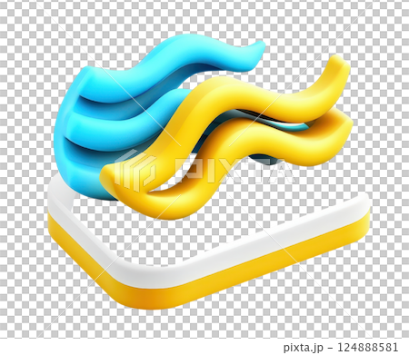 Vibrant and dynamic 3D composition featuring swirling intertwined geometric shapes in bold primary colors of blue yellow and white The fluid organic forms create a modern Vibrant and dynamic 3D composition featuring swirling intertwined geometric shapes in bold primary colors of blue yellow and white The fluid organic forms create a modern 124888581