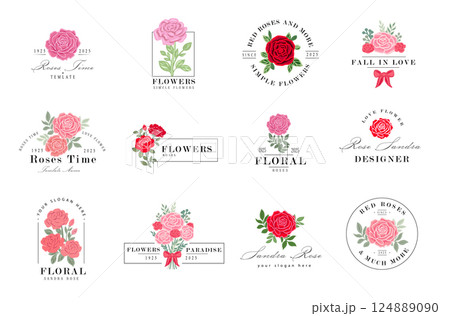 Logo or icon flower set design template. Logo or icon flower set design template. 124889090