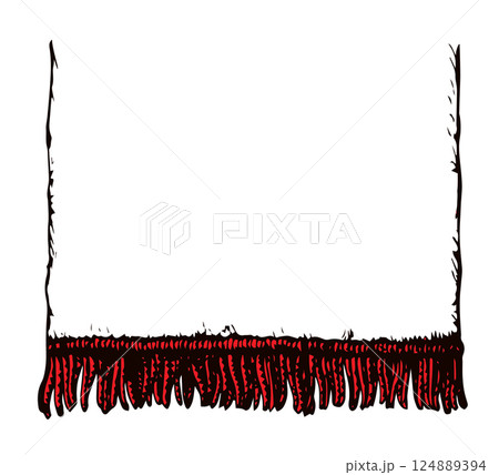 Wide warm shawl. Vector sketch drawing 124889394