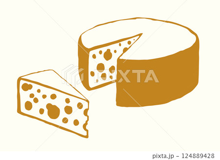A slice of Dutch cheese. Vector drawing 124889428