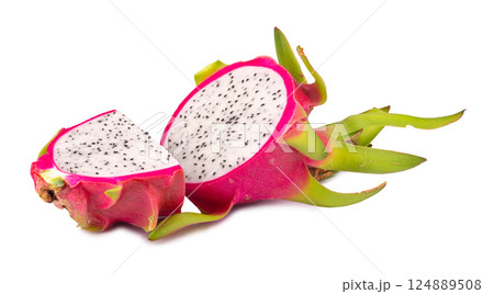 Dragonfruit or Pitaya isolated on a white background Dragonfruit or Pitaya isolated on a white background 124889508