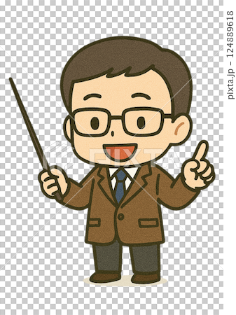 A male architect holding a pointing stick (pointing with a smile) A male architect holding a pointing stick (pointing with a smile) 124889618