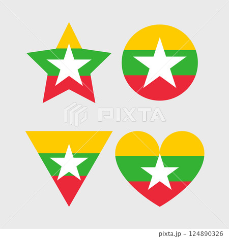 Myanmar Flag icon. Official vector Burma flag isolated on white 124890326