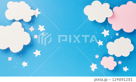 カラフルな雲と星の背景素材 124891281
