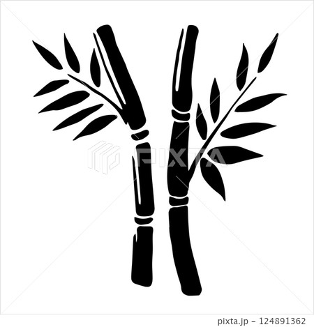 bamboo branches silhouette. black and white vector illustration bamboo branches silhouette. black and white vector illustration 124891362